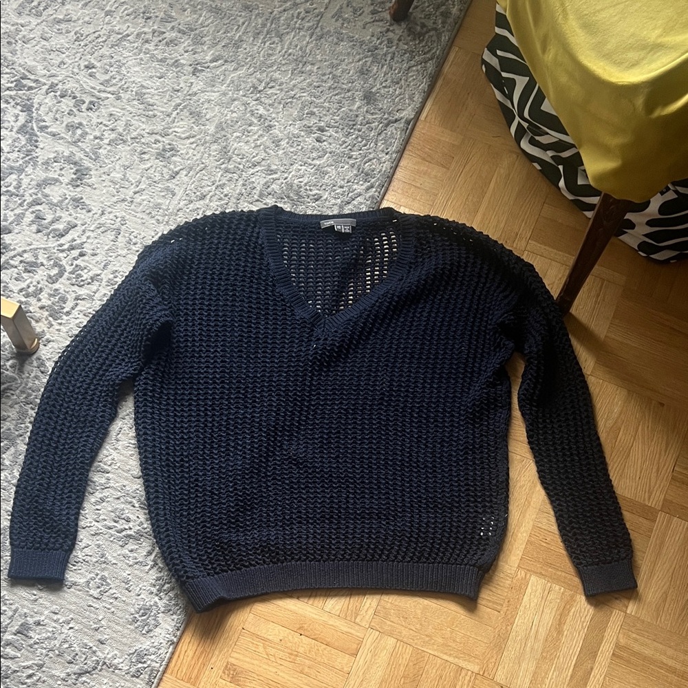 Vince XS Navy Blue Open Knit Sweater